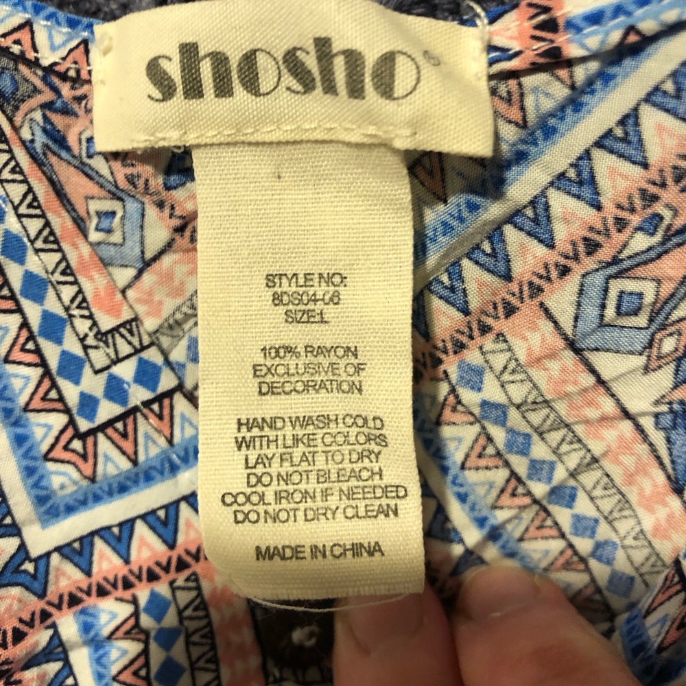 Shosho boho Maxi Dress blue pink size large - Picture 4 of 11